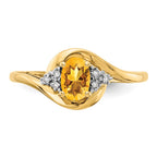 14k 6x4 Oval November/Citrine and Diamond Ring
