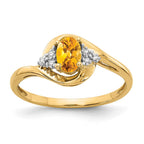 14k 6x4 Oval November/Citrine and Diamond Ring