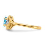 14k 6x4 Oval December/Blue Topaz and Diamond Ring