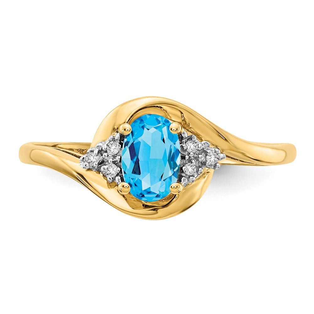 14k 6x4 Oval December/Blue Topaz and Diamond Ring