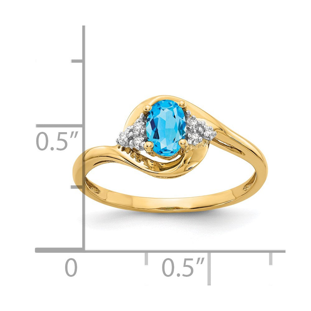 14k 6x4 Oval December/Blue Topaz and Diamond Ring