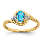 14k 6x4 Oval December/Blue Topaz and Diamond Ring