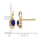 14k 5x3 Oval September/Sapphire and Diamond Post Earrings