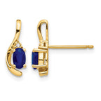 14k 5x3 Oval September/Sapphire and Diamond Post Earrings