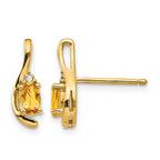 14k 5x3 Oval November/Citrine and Diamond Post Earrings