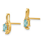 14k 5x3 Oval December/Blue Topaz and Diamond Post Earrings
