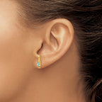 14k 5x3 Oval December/Blue Topaz and Diamond Post Earrings
