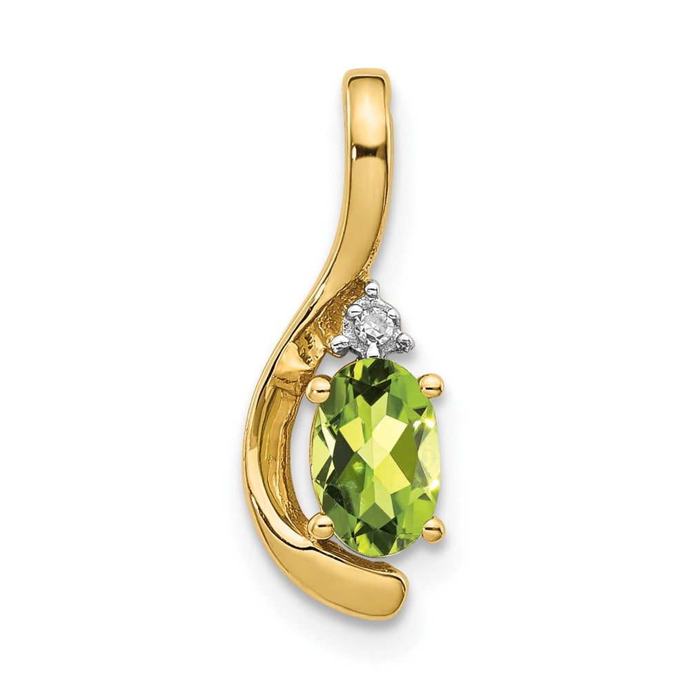 14k 6x4 Oval August/Peridot and Diamond Pendant