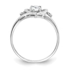 14k White Gold 6x4 Oval April/White Topaz and Diamond Heart Ring