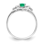 14k White Gold 6x4 Oval May/Emerald and Diamond Heart Ring