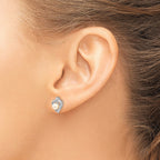 14k White Gold 4.5mm June/Freshwater Cultured Pearl and Diamond Heart Earrings