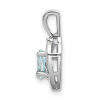 14k White Gold 6x4 Oval March/Aquamarine and Diamond Heart Pendant