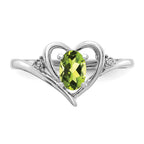14k White Gold 6x4 Oval August/Peridot and Diamond Heart Ring