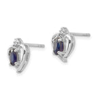 14k White Gold 5x3 Oval September/Sapphire and Diamond Heart Earrings