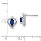 14k White Gold 5x3 Oval September/Sapphire and Diamond Heart Earrings