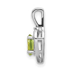 14k White Gold 6x4 Oval August/Peridot and Diamond Heart Pendant