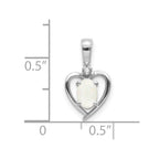 14k White Gold 6x4 Oval October/Opal and Diamond Heart Pendant