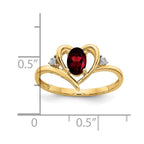 14k 6x4 Oval January/Garnet and Diamond Heart Ring