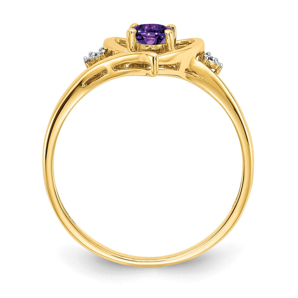 14k 6x4 Oval February/Amethyst and Diamond Heart Ring