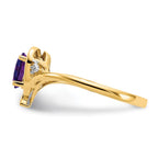 14k 6x4 Oval February/Amethyst and Diamond Heart Ring