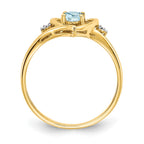 14k 6x4 Oval March/Aquamarine and Diamond Heart Ring