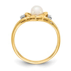 14k 5.5mm June/Freshwater Cultured Pearl and Diamond Heart Ring