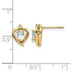 14k 5x3 Oval March/Aquamarine and Diamond Heart Earrings