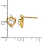 14k 5x3 Oval April/White Topaz and Diamond Heart Earrings