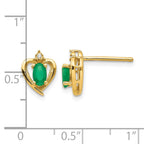 14k 5x3 Oval May/Emerald and Diamond Heart Earrings