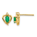 14k 5x3 Oval May/Emerald and Diamond Heart Earrings