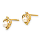 14k 4.5mm June/Freshwater Cultured Pearl and Diamond Heart Earrings