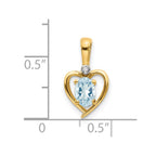 14k 6x4 Oval March/Aquamarine and Diamond Heart Pendant