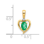 14k 6x4 Oval May/Emerald and Diamond Heart Pendant