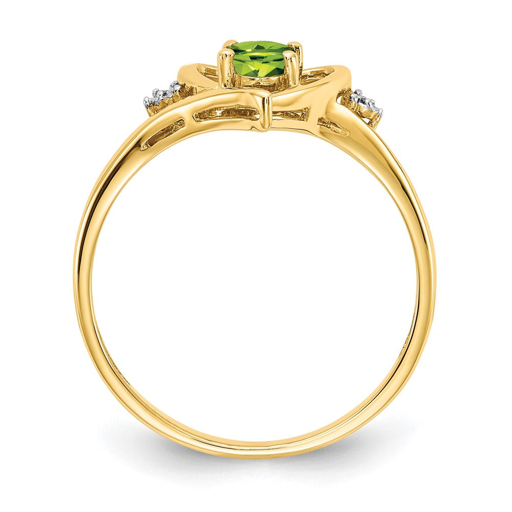 14k 6x4 Oval August/Peridot and Diamond Heart Ring