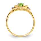 14k 6x4 Oval August/Peridot and Diamond Heart Ring