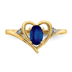 14k 6x4 Oval September/Sapphire and Diamond Heart Ring