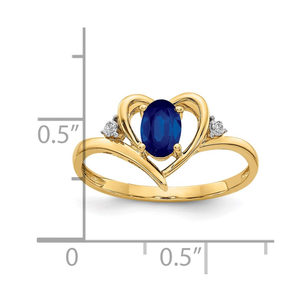14k 6x4 Oval September/Sapphire and Diamond Heart Ring