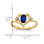 14k 6x4 Oval September/Sapphire and Diamond Heart Ring