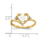 14k 6x4 Oval October/Opal and Diamond Heart Ring