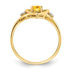 14k 6x4 Oval November/Citrine and Diamond Heart Ring
