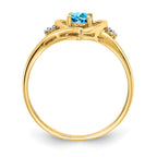 14k 6x4 Oval December/Blue Topaz and Diamond Heart Ring