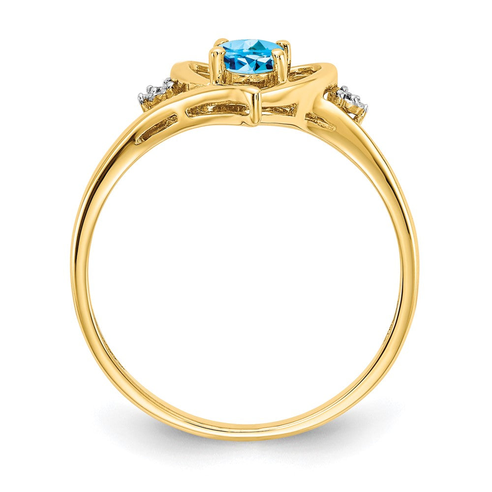 14k 6x4 Oval December/Blue Topaz and Diamond Heart Ring