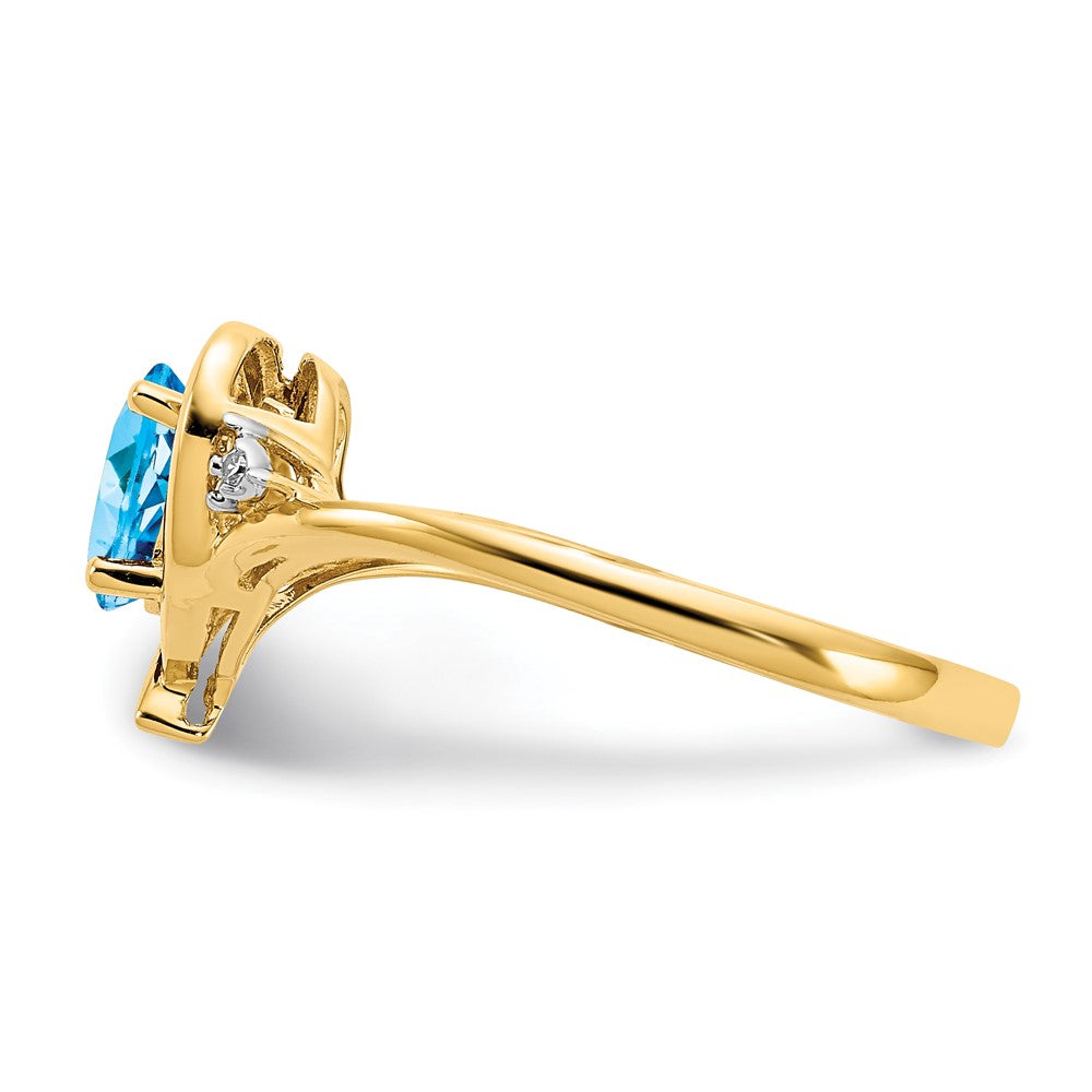 14k 6x4 Oval December/Blue Topaz and Diamond Heart Ring