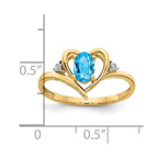 14k 6x4 Oval December/Blue Topaz and Diamond Heart Ring