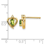 14k 5x3 Oval August/Peridot and Diamond Heart Earrings