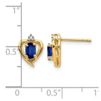 14k 5x3 Oval September/Sapphire and Diamond Heart Earrings