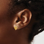 14k 5x3 Oval November/Citrine and Diamond Heart Earrings