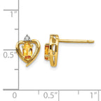 14k 5x3 Oval November/Citrine and Diamond Heart Earrings