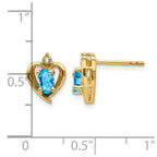 14k 5x3 Oval December/Blue Topaz and Diamond Heart Earrings