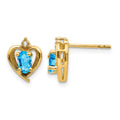 14k 5x3 Oval December/Blue Topaz and Diamond Heart Earrings